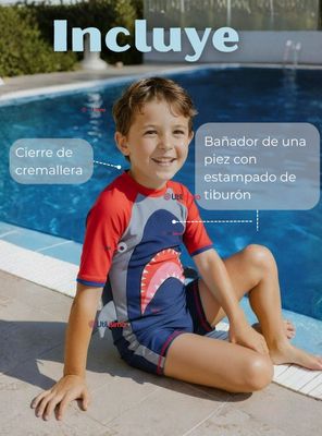Imagen 2 del producto Traje de baño Enterito Con Cremallera para Niños 2 a 6 años Red Shark