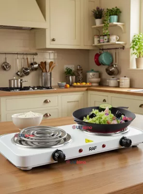 Cocina Eléctrica 2 Platos 2000W Cocinilla Portátil Blanco