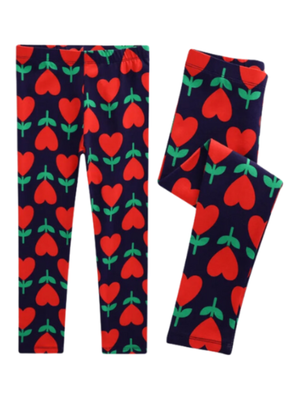 Calzas Niña Corazones Negra Jump Kids 100% Algodón