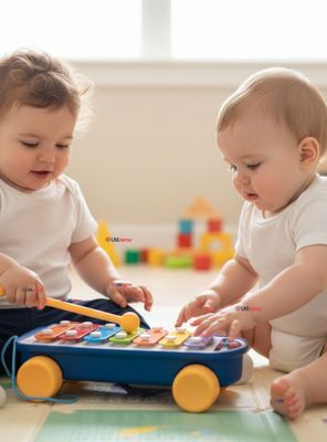 Xilófono Cohete Piano Carrito de Arrastre Juguete Educativo Bebé Niño Niña