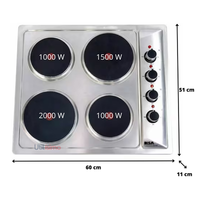 Imagen 2 del producto Encimera Eléctrica Acero Inoxidable 4 Platos Line