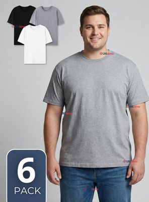 Pack 6 Camisetas Poleras 100% Algodón Básica Lisa Elástica para Hombre en Colores Surtidos