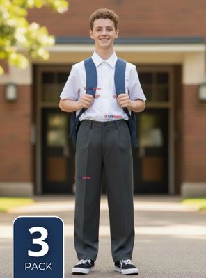 Pak 3 Pantalones Escolares Colegio Clásico Gris Niño Juvenil