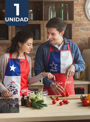 Delantal Cocina Chile Fiestas Patrias Bandera Chilena 60X90 CM Surtidos