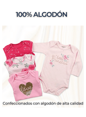 Imagen 2 del producto Pack 4 Bodys Bebé Niña Manga Larga Tedmimak 100% Algodón Little Princess