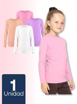 Pack 1 Camiseta Primera Capa Invierno Niña Bambú Manga Larga Cuello Redondo