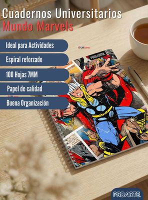 Imagen 2 del producto Pack 10 Cuadernos Universitarios Marvel Comics de 100 Hojas Proarte Diseños Surtidos
