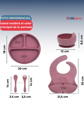 Imagen 2 del producto Set De Alimentación Bebé Silicona 5 Piezas Libre BPA Azul
