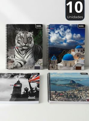 Imagen 1 del producto Pack 10 Cuadernos Universitario Animal & Places Ross 7mm 100 hojas Diseño Surtido