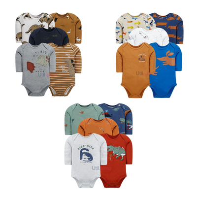 Pack 5 Bodys Tedmimak Niño Manga Larga 100% Algodón Surtidos