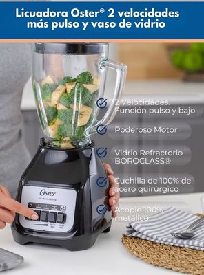 Imagen 2 del producto Licuadora Oster® 2 velocidades + pulso y vaso de vidrio BLSTKAGBPB