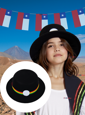 Imagen 2 del producto Sombrero Nortino Niña Negro Fiestas Patrias Baile Nortino