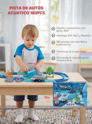 Imagen 2 del producto Pista Carreras de Auto para Niño Juguete Flexible Acuático 183 Piezas Para Armar
