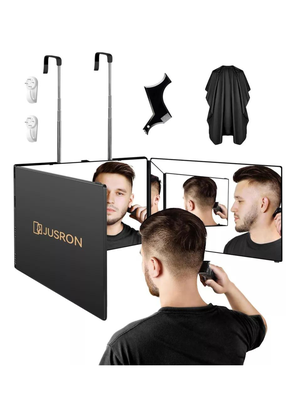 Espejo De 3 Vías De Corte De Pelo Triple De 360° Con Ganchos