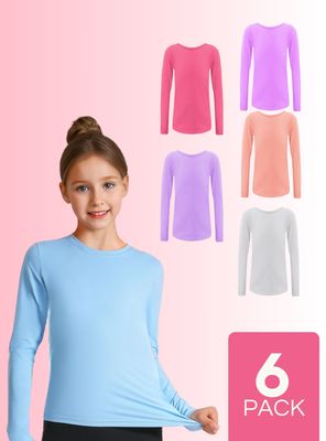 Pack 6 Camisetas Polar Niña Primera Capa Cuello Redondo