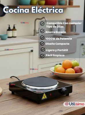 Imagen 2 del producto Cocina Cocinilla Eléctrica 1 Plato Encimera 1000W de Potencia