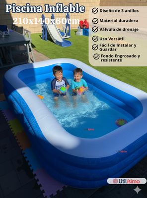 Imagen 2 del producto Piscina Inflable Rectangular 210x140x60 CM de Color Azul