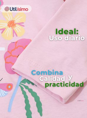 Imagen 2 del producto Polera Algodón Manga Larga Niñas Camiseta Flores Rosado