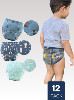 Pack 12 Calzón Calzoncillo Entrenamiento Algodón Absorbente Transpirable Cintura Elástica