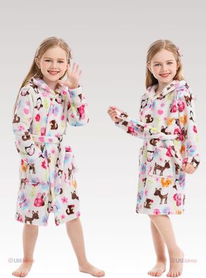 Bata De Baño Con Capucha Y Bolsillos Polar Niña Animales de Colores