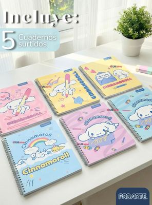 Imagen 2 del producto Pack 5 Cuadernos Universitarios Cinnamoroll de 100 Hojas Proarte 7mm Diseños Surtidos