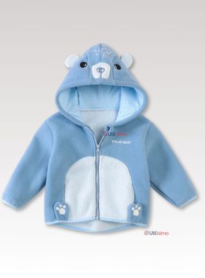 Chaqueta Polar Manga Larga Con Capucha Niña Y Niño Azul Jump Kids.