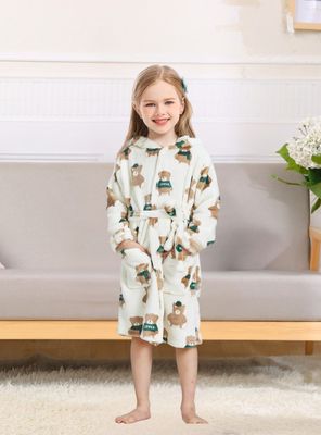 Batas De Baño Con Capucha Y Bolsillos Niño Y Niña Polar De Osito