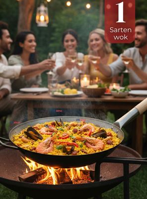 Sartén Wok Tradicional Chino De 37cm Acero Al Carbono