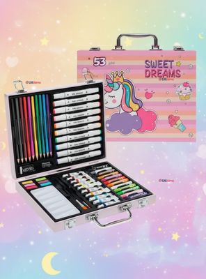 Imagen 1 del producto Maletín Set De Arte 53 Piezas Estuche Para Dibujar Y Pintar para Niña Pony Rosa
