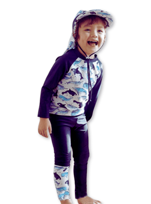 Imagen 1 del producto Traje De Baño Manga Larga Niño Azul Ballena 5 a 9 años