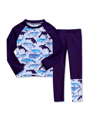 Imagen 2 del producto Traje De Baño Manga Larga Niño Azul Ballena 5 a 9 años