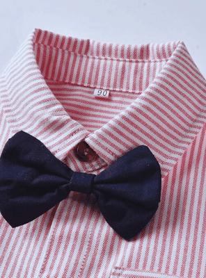 Imagen 2 del producto Conjunto de Vestir Niño Body Estilo Camisa y Pantalón Corto 6 a 24 Meses Rayas Rosa