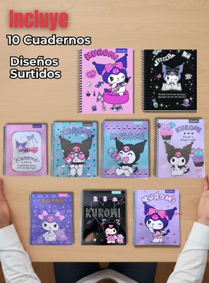 Imagen 2 del producto Pack 10 Cuadernos Universitarios de Kuromi Style Proarte 7mm 100 Hojas Diseño Surtido