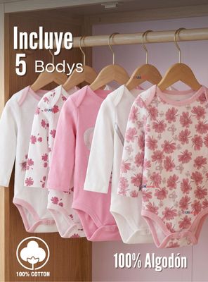 Imagen 2 del producto Pack 5 Bodys Manga Larga 100% Algodón Bebé Niñas Koala Dreamer