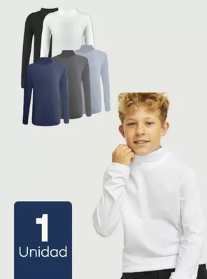 Camiseta Polera Beatle Bambú Primera Capa Niño Cuello Alto Surtido