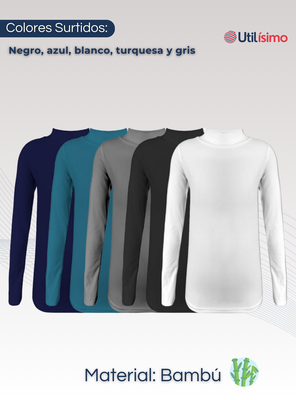 Imagen 2 del producto Camiseta Polera Beatle Bambú Primera Capa Niño Cuello Alto Surtido