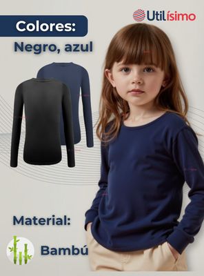 Imagen 2 del producto Pack 3 Camiseta Bambú Escolar Primera Capa Niña Polera Cuello redondo