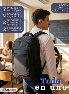 Imagen 2 del producto Mochila Jumbo Ejecutiva Impermeable Resistente Notebook 53cm Negro 28L