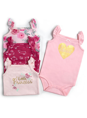 Imagen 2 del producto Pack 4 Bodys Niña Sin Manga Tedmimak 100% Algodón Rosa Little Princess