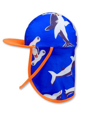 Gorro para el Sol con Solapas Protección UV Niños de 1 a 10 Años Azul Tiburones