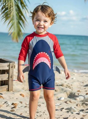 Traje de baño Enterito Con Cremallera Niño de 2 a 6 años Red Shark