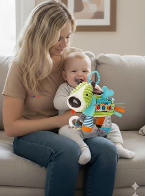 Imagen 1 del producto Juguete Peluche Animales Sensorial Con Mordedor Y Sonajero Diseño Perrito para Niña y Niño