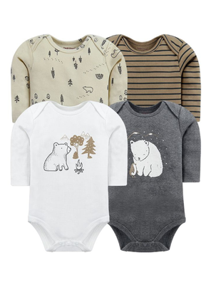 Imagen 1 del producto Pack 4 Bodys Tedmimak Niño Manga Larga Osos Varios