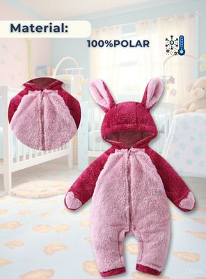 Imagen 2 del producto Enterito Con Capucha Polar  Bebé Conejito Rosado  