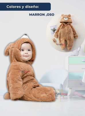 Imagen 2 del producto Enterito Oso Con Capucha Bebe Polar Marrón