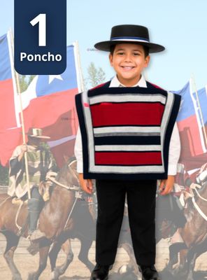 Poncho Manta Huaso Cueca Niños Fiestas Patrias