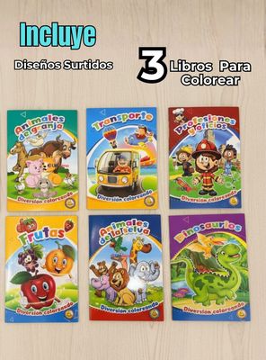 Imagen 2 del producto Pack 3 Libros Para Colorear y Pintar Educativo Con Stickers Diseño Surtido