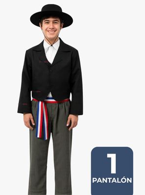 Imagen 1 del producto  Pantalón Huaso Gris con Rayas Juvenil  Fiestas Patrias