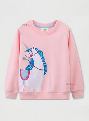 Polerón Algodón Cuello Redondo Niñas Rosado Unicornio