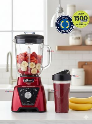 Licuadora Xpert Series™ roja control de textura y un Blend N Go BLST3BRPG